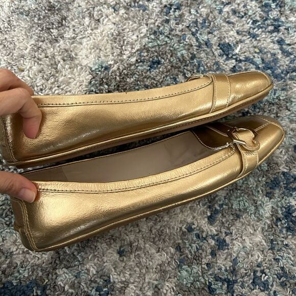 Cole Haan Gold Demi Driver Shoes Flats - Picture 9 of 9